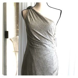 Maggie London one shoulder formal dress